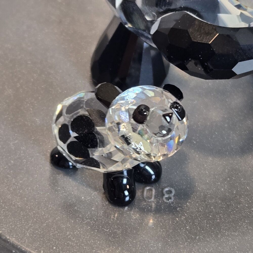 Swarovski Crystal Mother and Baby Panda Bear Set 7611 Retired Box & COA MINT - Picture 3 of 8